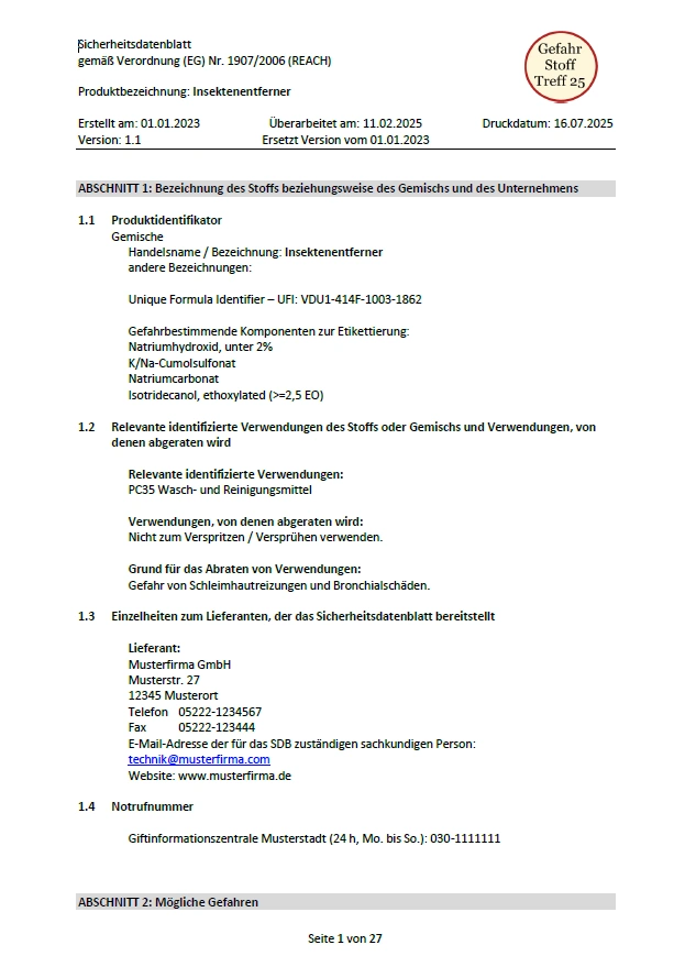 Sicherheitsdatenblatt